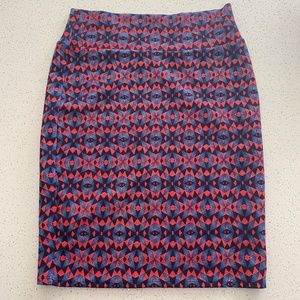 LuLaRoe Cassie Pencil Skirt in Red/Blue